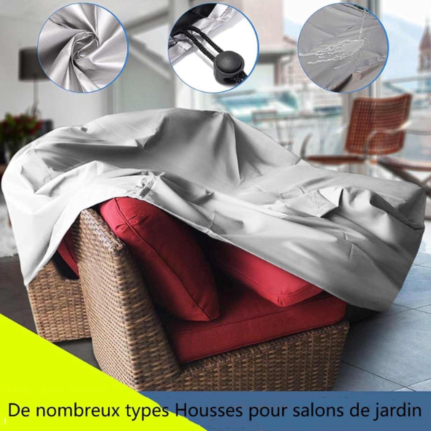 Housses de Meubles d’extérieur imperméable à l’Eau Canapé Chaise Table Housse de Pluie Snow Dust Cover Oxford Fabric Garden Argent 220*105*105CM - 3