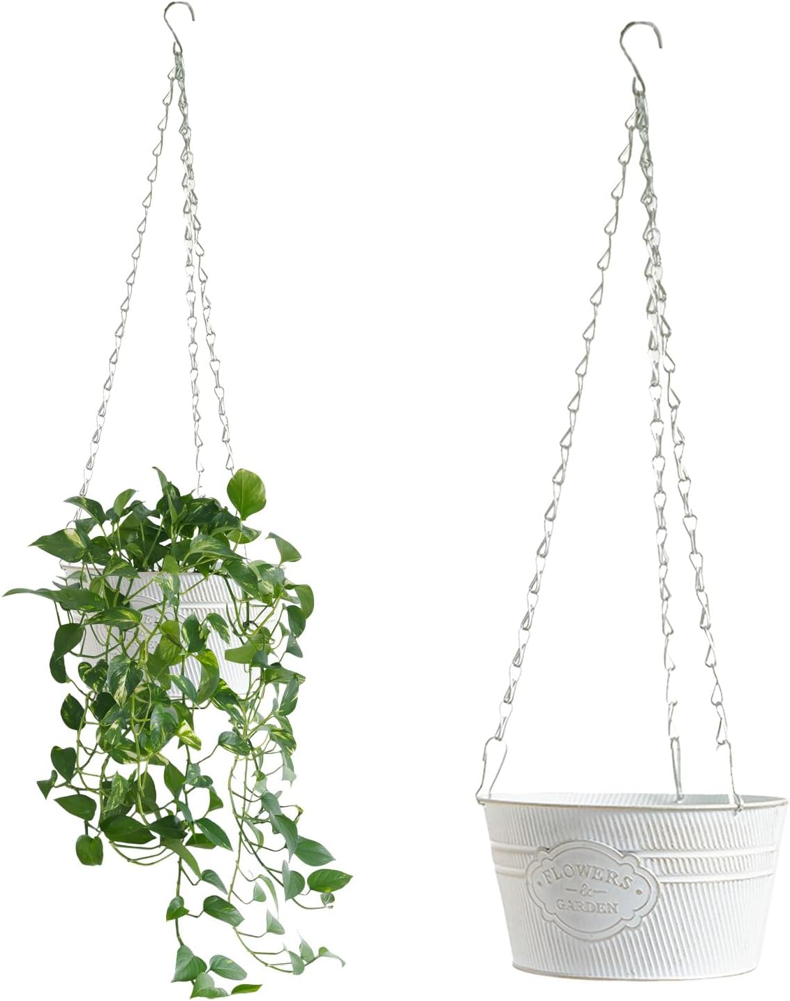 Pot de fleurs suspendu en fer forgé de 22 cm, pot de fleurs suspendu, adapté au jardin de balcon - Rétro Rustique Décoratif - 3