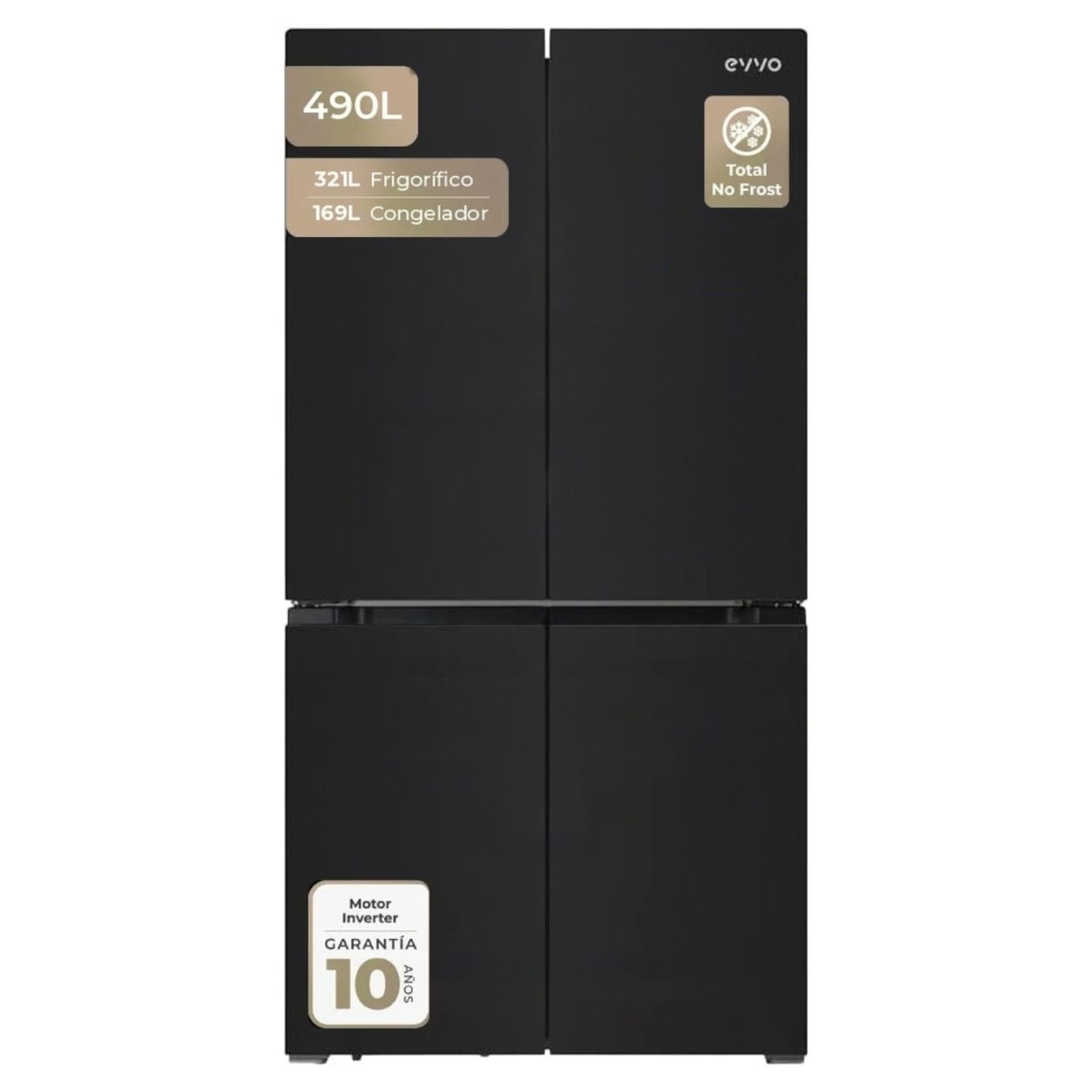 Evvo Negro Frigorífico Americano F100 490L E - Imagen 3