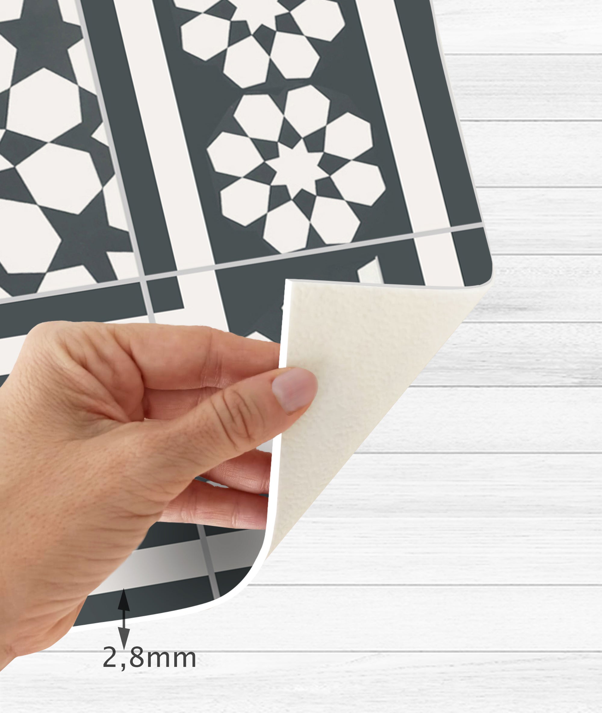 Tapis antidérapant en vinyle Samara gris oscuro 133x200 cm - PVC imprimé, lavable, ignifuge, pour le salon ou la cuisine, style hydraulique, gris - 3