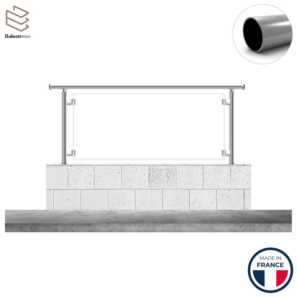 Tripli Sol Garde-corps aluminium vitré sécurite 8 mm (44/2) sur muret, 1m pose à ...
