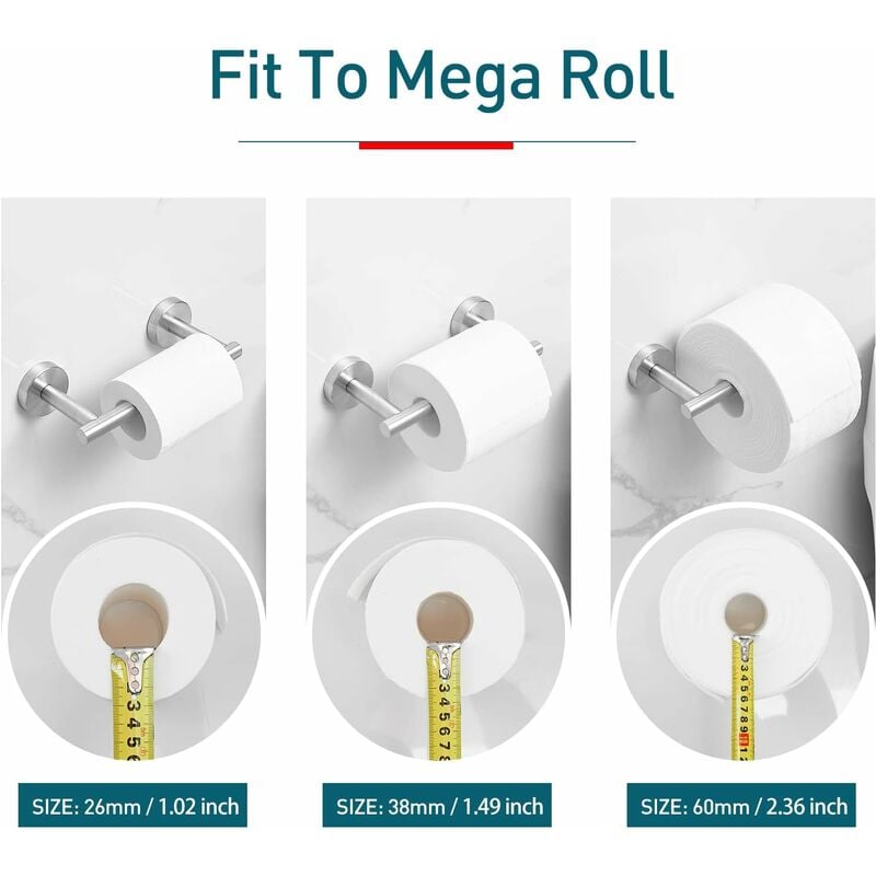 Porte-rouleau de papier réglable en acier inoxydable 304, argent - 3