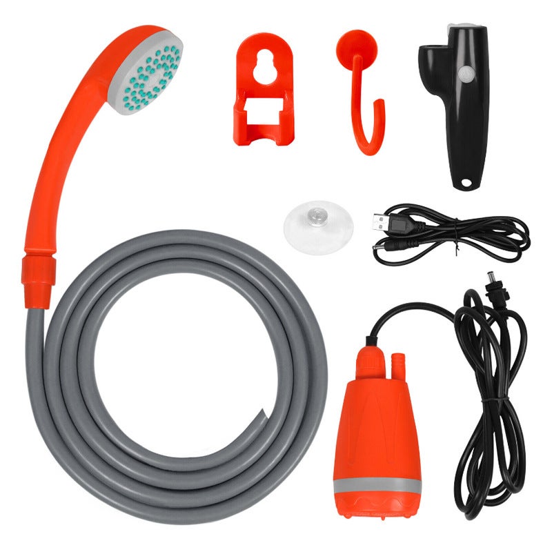 Douche Portable Douche de camping pour la Douche à Domicile ou en Plein air Lavage de Voitures Bain de Animaux Végétation Arrosage avec Tête de Douche Vanne D'arrêt et Batterie 4800mAH intégrée