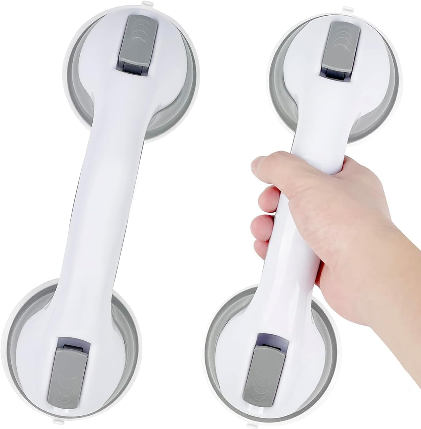 Zestaw 2 uchwytów z przyssawkami – zdejmowany uchwyt pod prysznic i wannę, bezpieczny do toalety, nie wymaga wiercenia, dla seniorów i osób niepełnosp