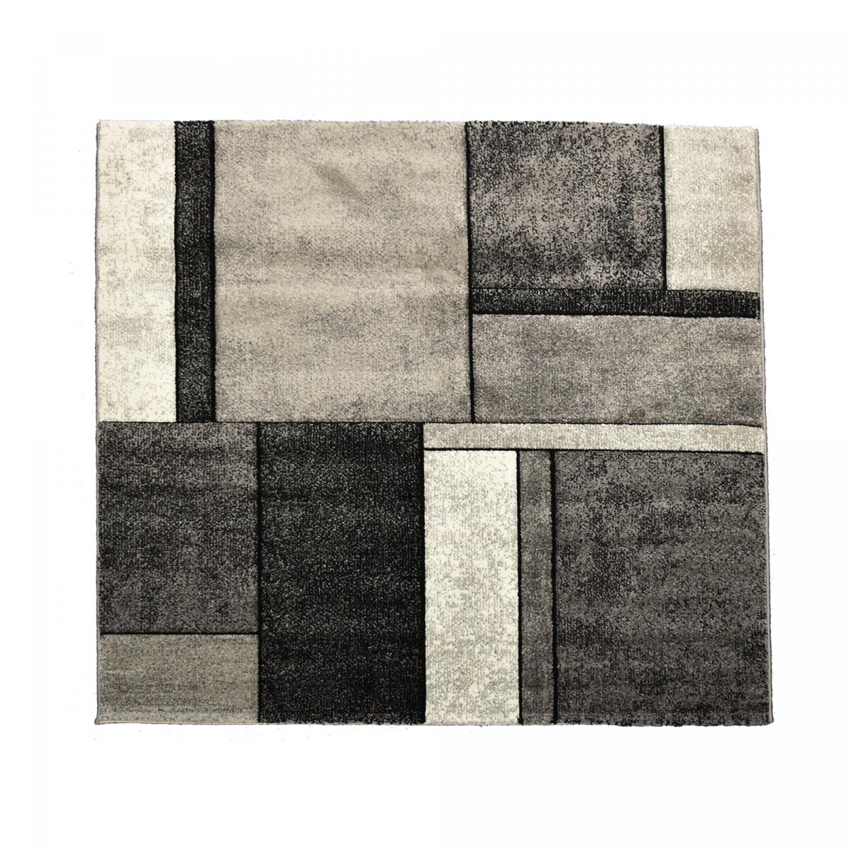 tapis salon 160x230 tissé gris rectangle motif géométrique LYN8 GEOME - 7