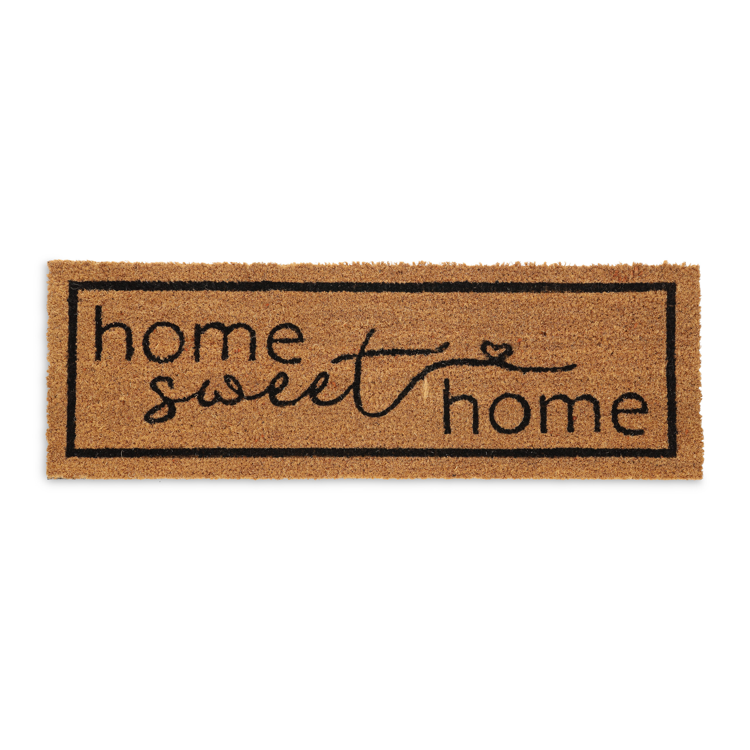 Relaxdays felpudo coco, home sweet home, 75 x 25 cm, interior y exterior, alfombra puerta antideslizante, natural/negro