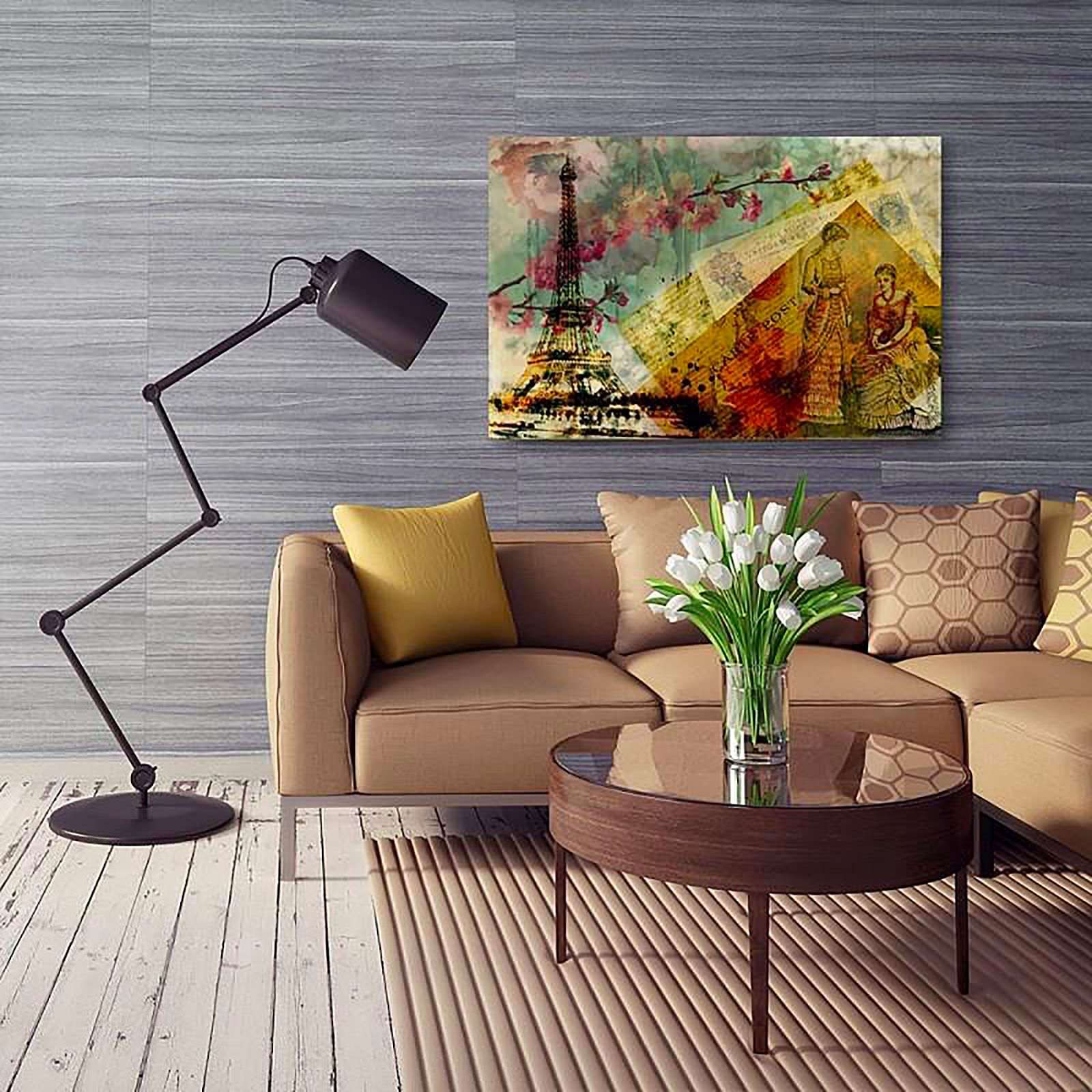 Tableau bois carte postale de paris 2 - 50 x 40 cm - 2