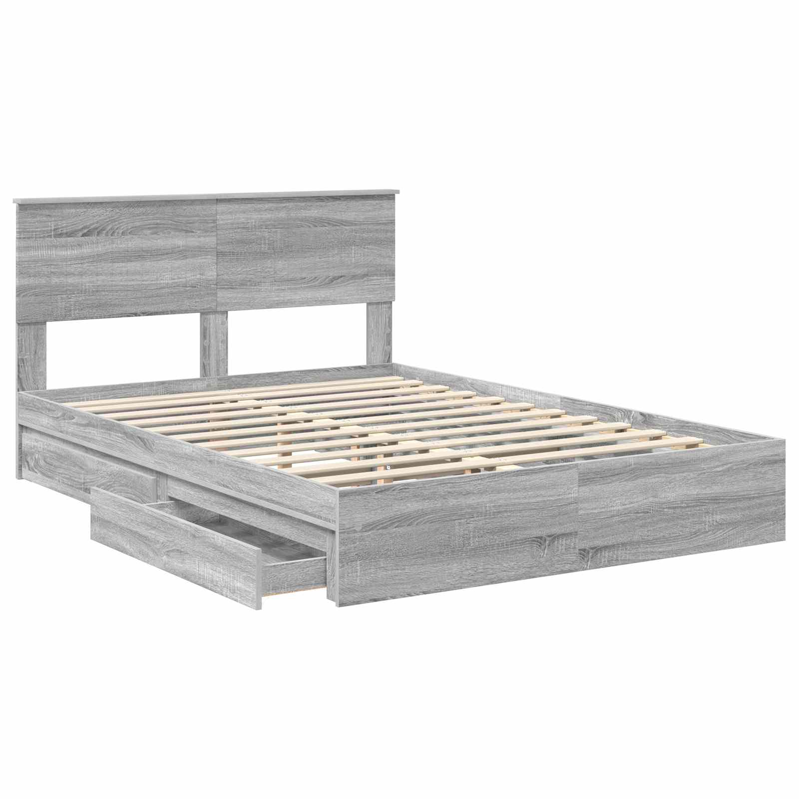 Lit de rangement gris 140 x 200 cm en panneau de bois - 5