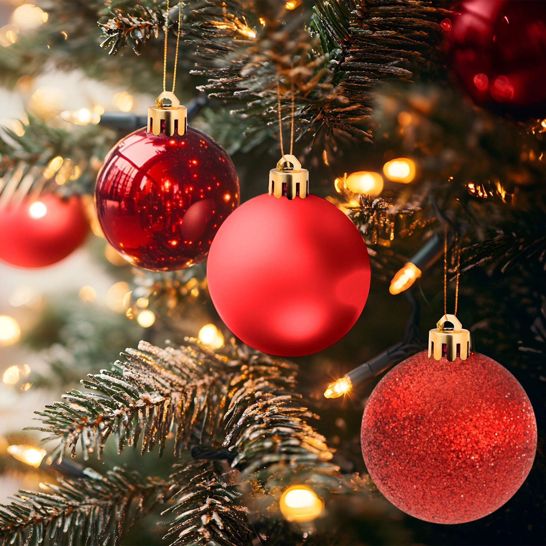TECTAKE Bolas de Natal Conjunto de 86 peças em vermelho, incluindo corrente de contas e estrela - 3
