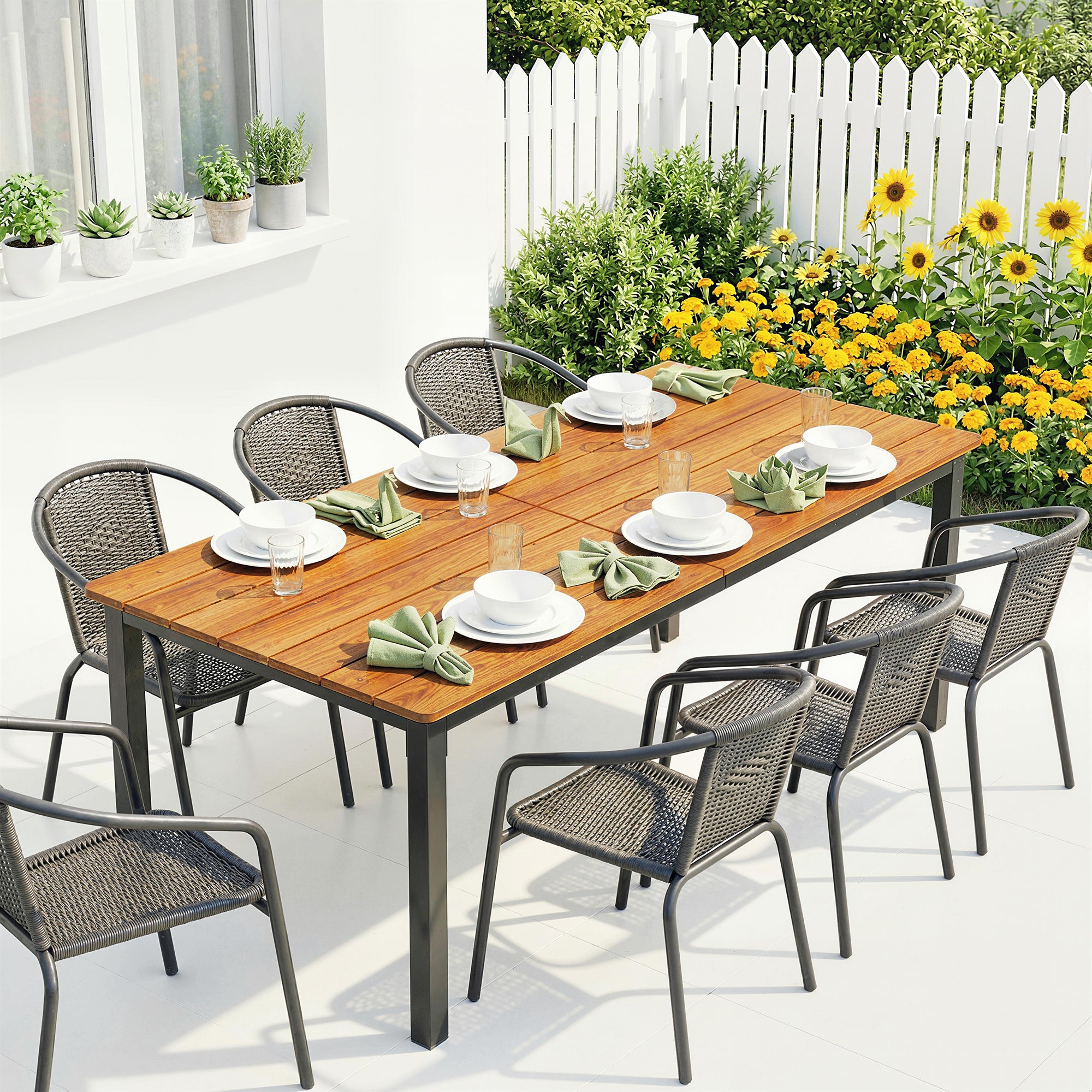 Table jardin rectangulaire 6-8 personnes dimensions 180x86cm - 4