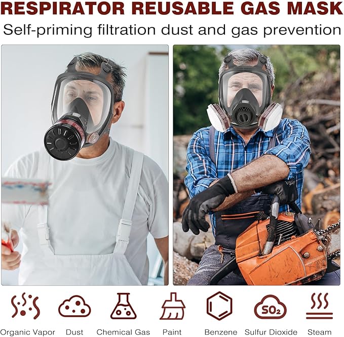 Masque intégral à gaz – Masque respiratoire réutilisable à gaz de survie nucléaire et chimique avec filtre à charbon actif 6001 cn contre - 4