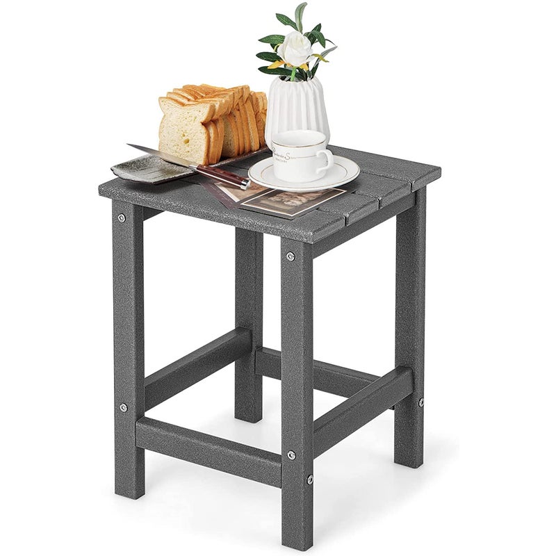 Stolik pomocniczy, mały stół ogrodowy z odpornego na promieniowanie UV tworzywa sztucznego, stół balkonowy, na taras, do ogrodu, 35,5 x 35,5 x 46,5