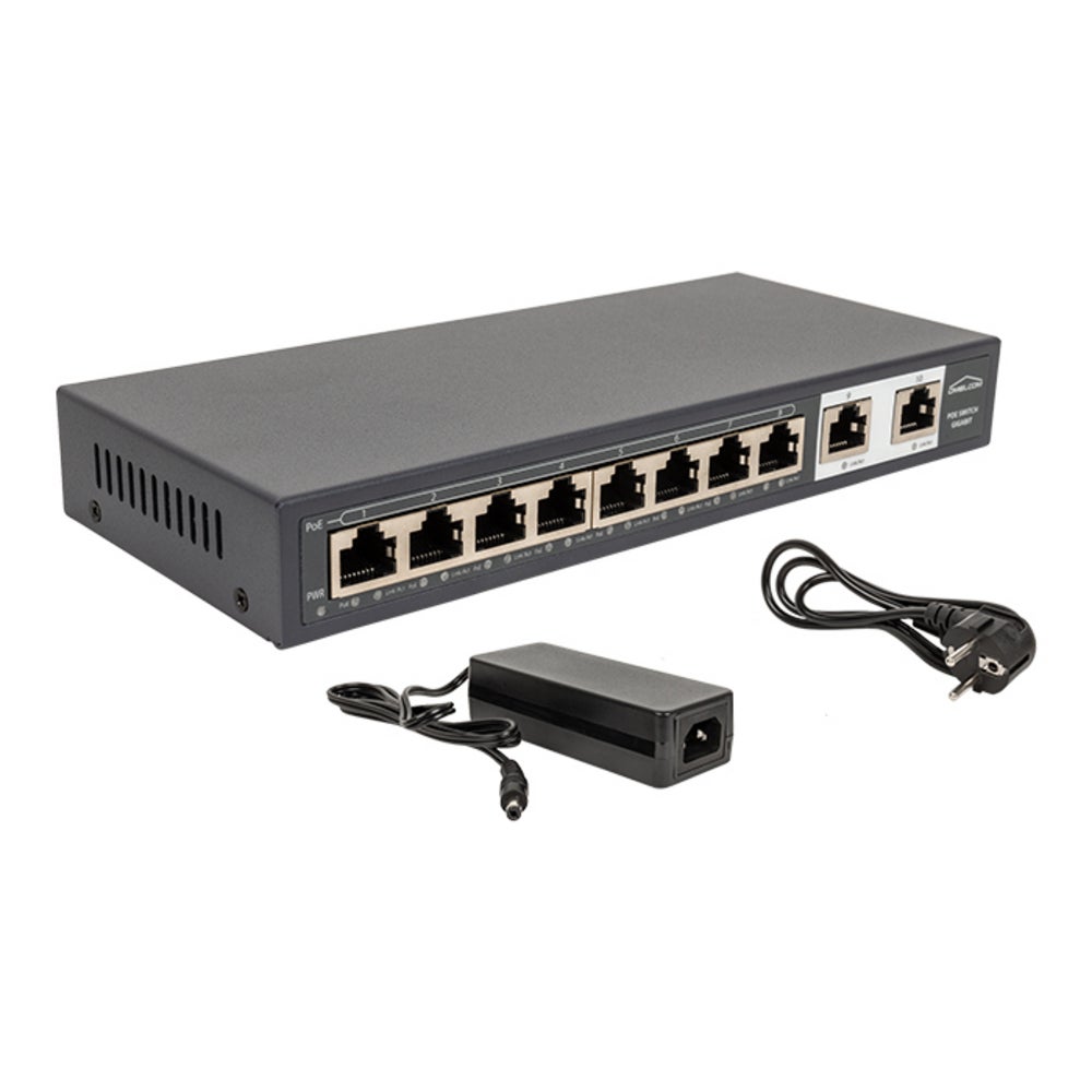 Switch Ethernet BATILEC BATI START, 10 ports Gigabit, 8 ports PoE 120W, alimentation 100-240V, compact noir, 210x90x28 mm, 1 kg - 4