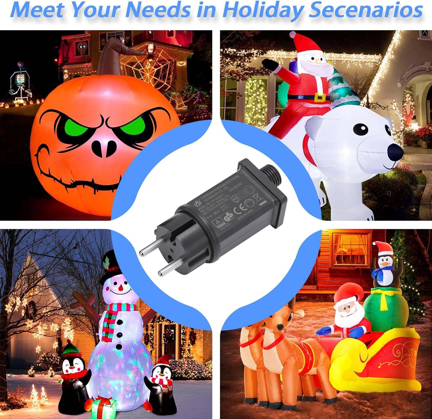 Étanche IP44 Transformateur LED,Pilotes Adaptateur d'alimentation,Adaptateur LED Basse Tension,IP44 Alimentation pour Éclairage de Noël avec Prise - 5