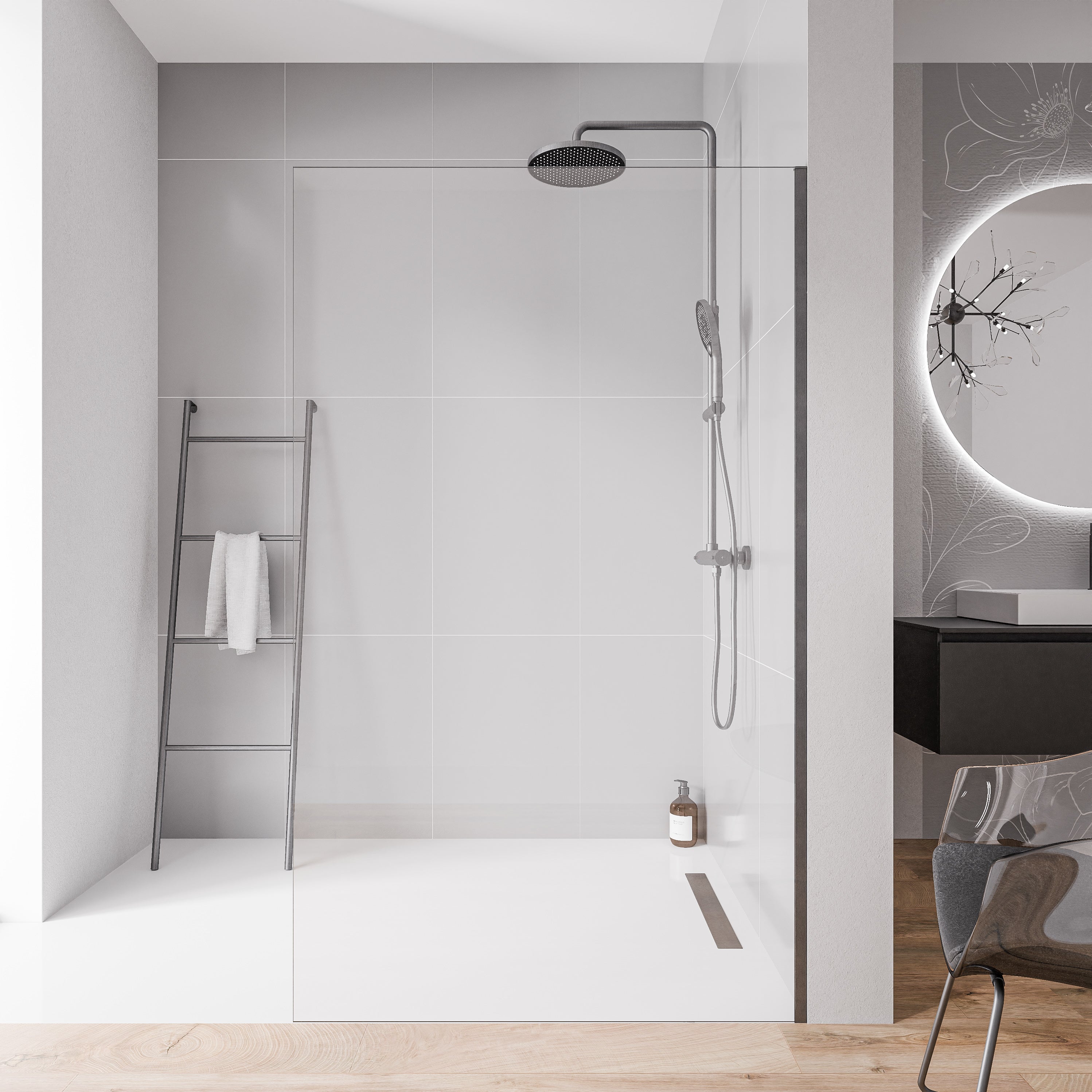 Bernstein Ścianka prysznicowa Walk-In EX102 profil gunmetal 80cm szkło 10mm