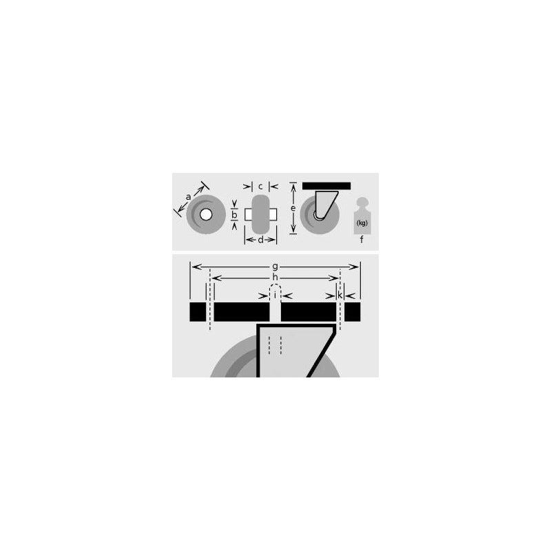 Fonta Material BS Roti Rulanta Placa Fonta Poliuretan Rulmenti 200 mm 600 kg N100.B90 ...