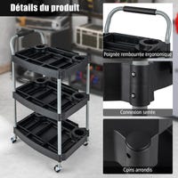 Chariot De Spa Pour Bain De Pieds - 2 Niveaux, 4 Roues Avec Freins, Support Jusqu'à 18 Kg (Noir)