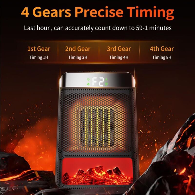 Grzejnik węglowy z dynamicznym płomieniem - Grzejnik nadprzewodzący do domu i biura - Czarny - 3