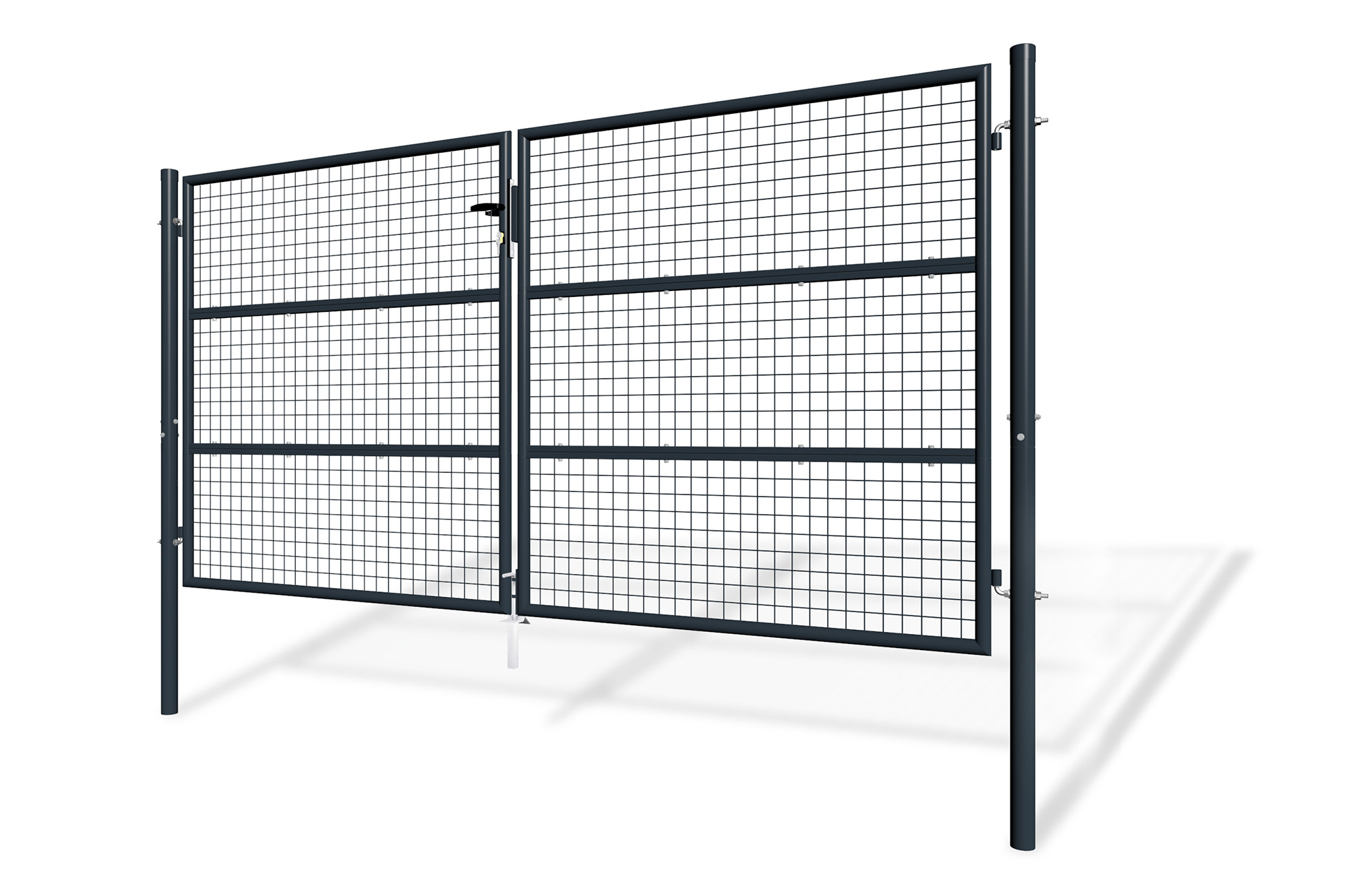 Portail battant grillagé 3m OLGA H.150cm Gris - 3