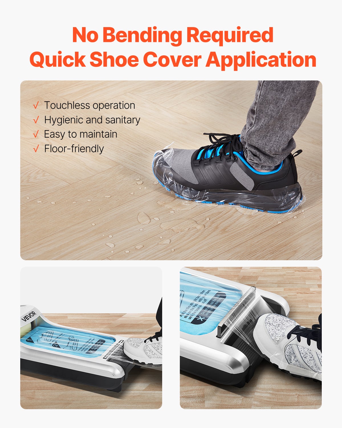 Distributeur Automatique VEVOR Couvre-Chaussures,avec 600 Pièces Membranes Jetables Antidérapantes,Pointure Jusqu'à 43,Pour Maison,Bureau,Argent - 2