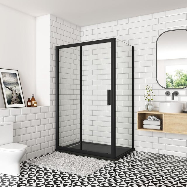 Doporro Cabine De Douche Transparent 70x100cm Porte Coulissante Paroi De Douche Rectangulaire En Angle Hauteur 195cm Montage Réversible Ravenna18K Schwarz