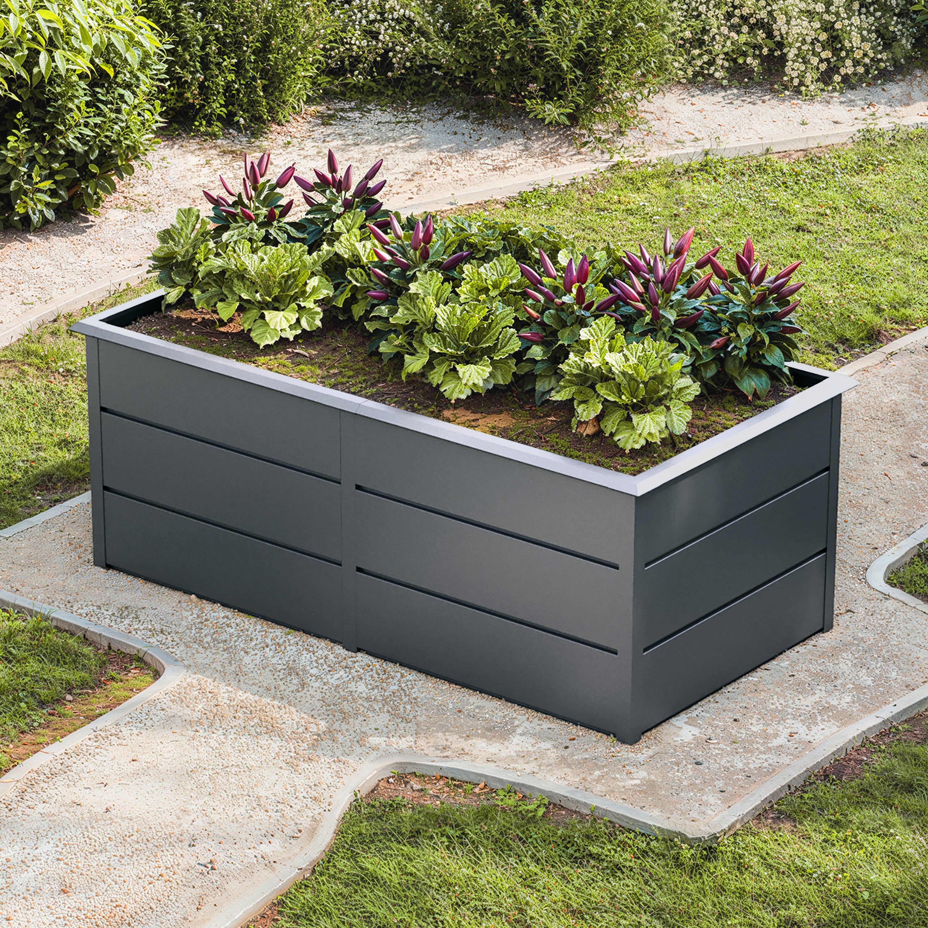PRIMEYARD LILLY Bac surélevé acier galvanisé 175x75x78 cm - ergonomique - 3