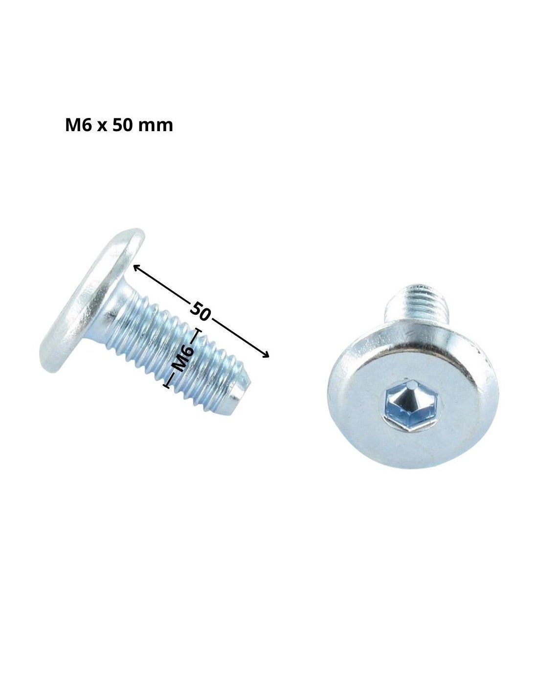 Vis métaux tête plate Clé de 4 HC4 M6X50 Acier zingué-10 pièces - 4