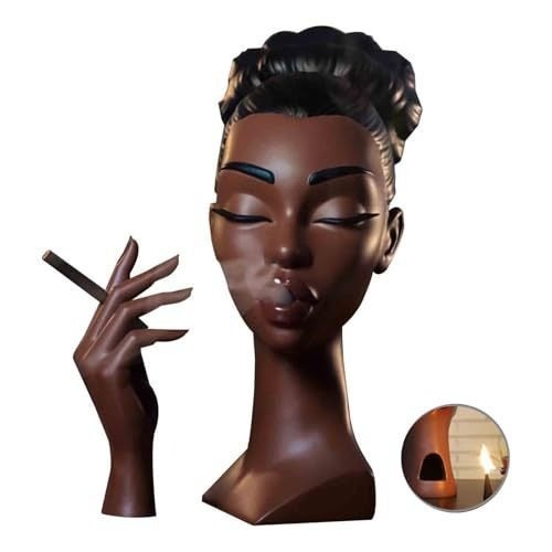 Figura rzeźba biurko czarna głowa palnik do kadzidła żywica rękodzieło stojak 20cm zamknij oczy