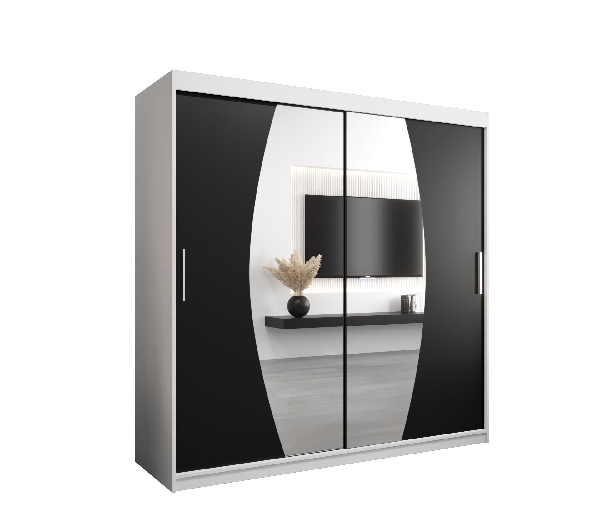Szafa przesuwna garderoba ELYPSE 200 x 62 x 200 cm Biały + Czarny - Abiks Meble