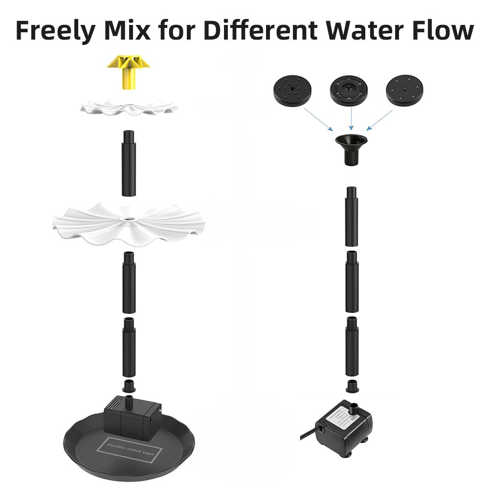 Pompe solaire 4W pour fontaine à eau avec 9 buses, idéale pour les bains d'oiseaux, les bassins de jardin, les piscines et les aquariums - 4