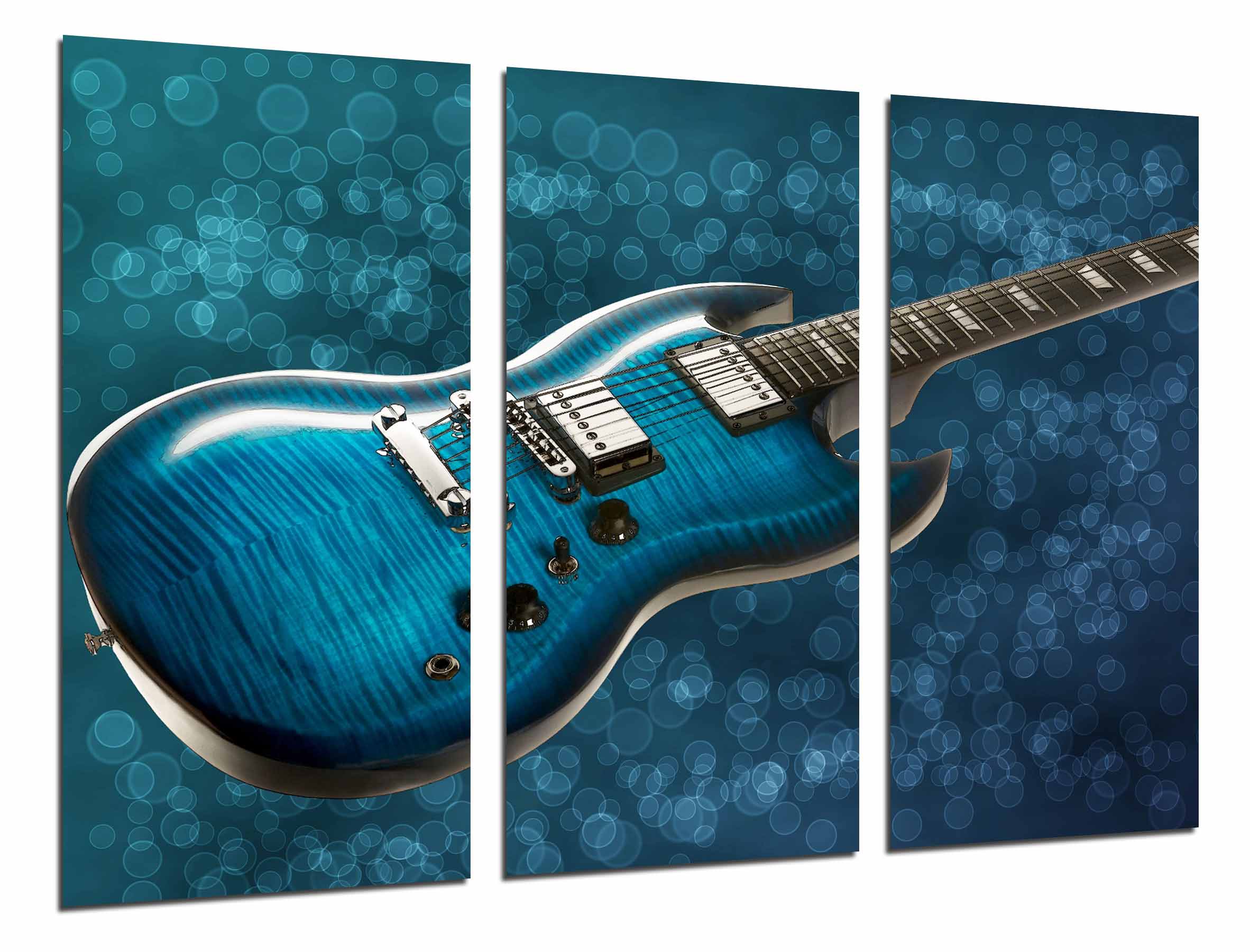Guitarra azul, grupo de rock, impresión fotográfica sobre madera, cuadro moderno decorativo