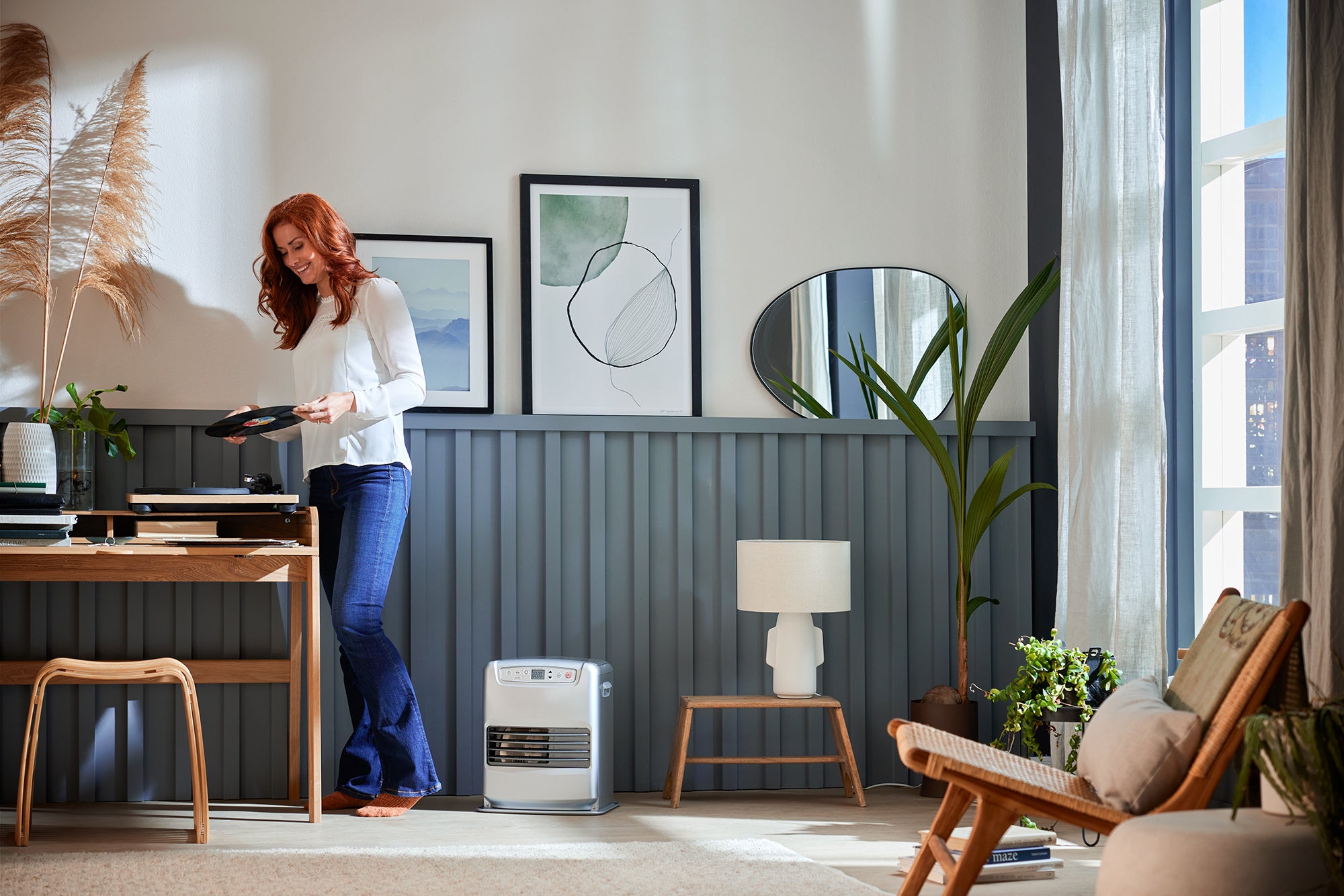 Poele a petrole electronique Qlima SRE 3231C2 3,1 KW pour volume 120m3/48m2, systeme anti odeur, regulation temperature, gris ar - 5