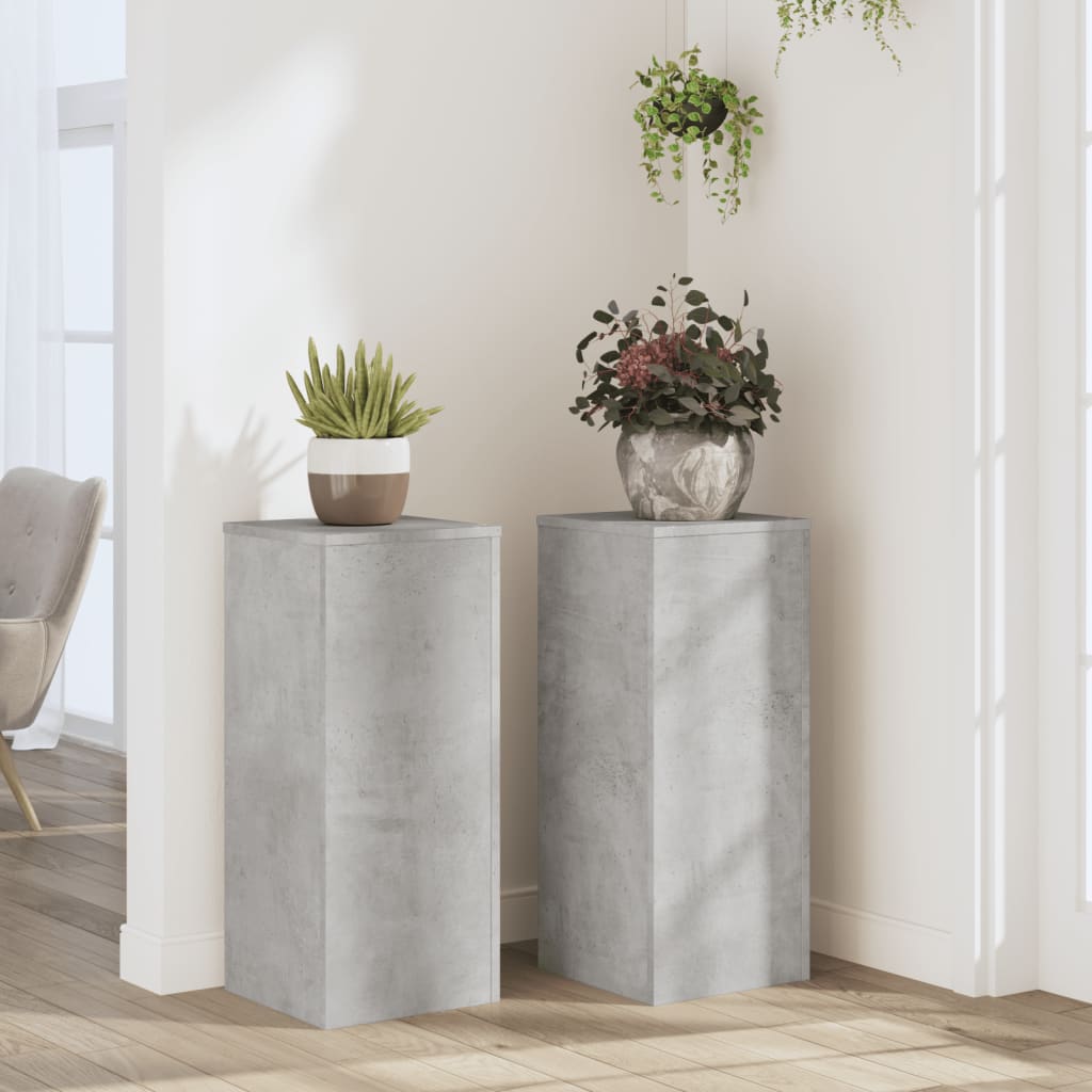Supports pour plantes 2 pcs gris béton bois d'ingénierie - 3