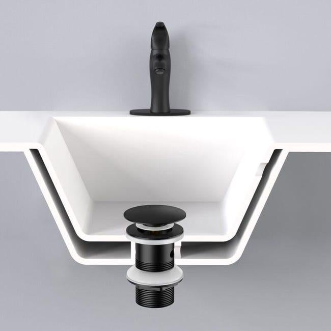 AuraLum Bonde de Lavabo Bonde Pop-up avec Trop-plein Automatique Universelle Noir Vasque Baignoire Salle de Bain - 3
