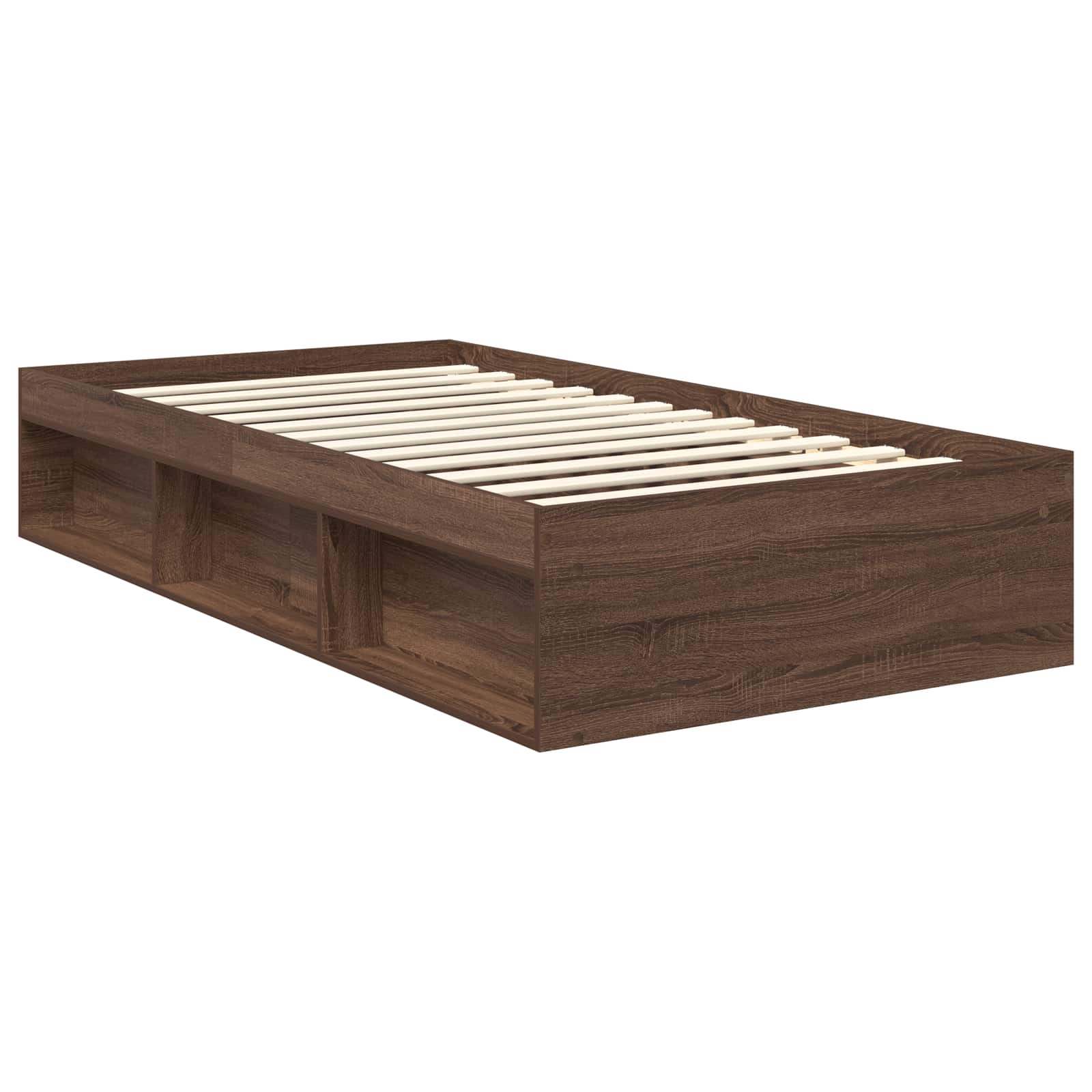 Cadre de lit chêne brun 100 x 200 cm bois de pin massif - 5