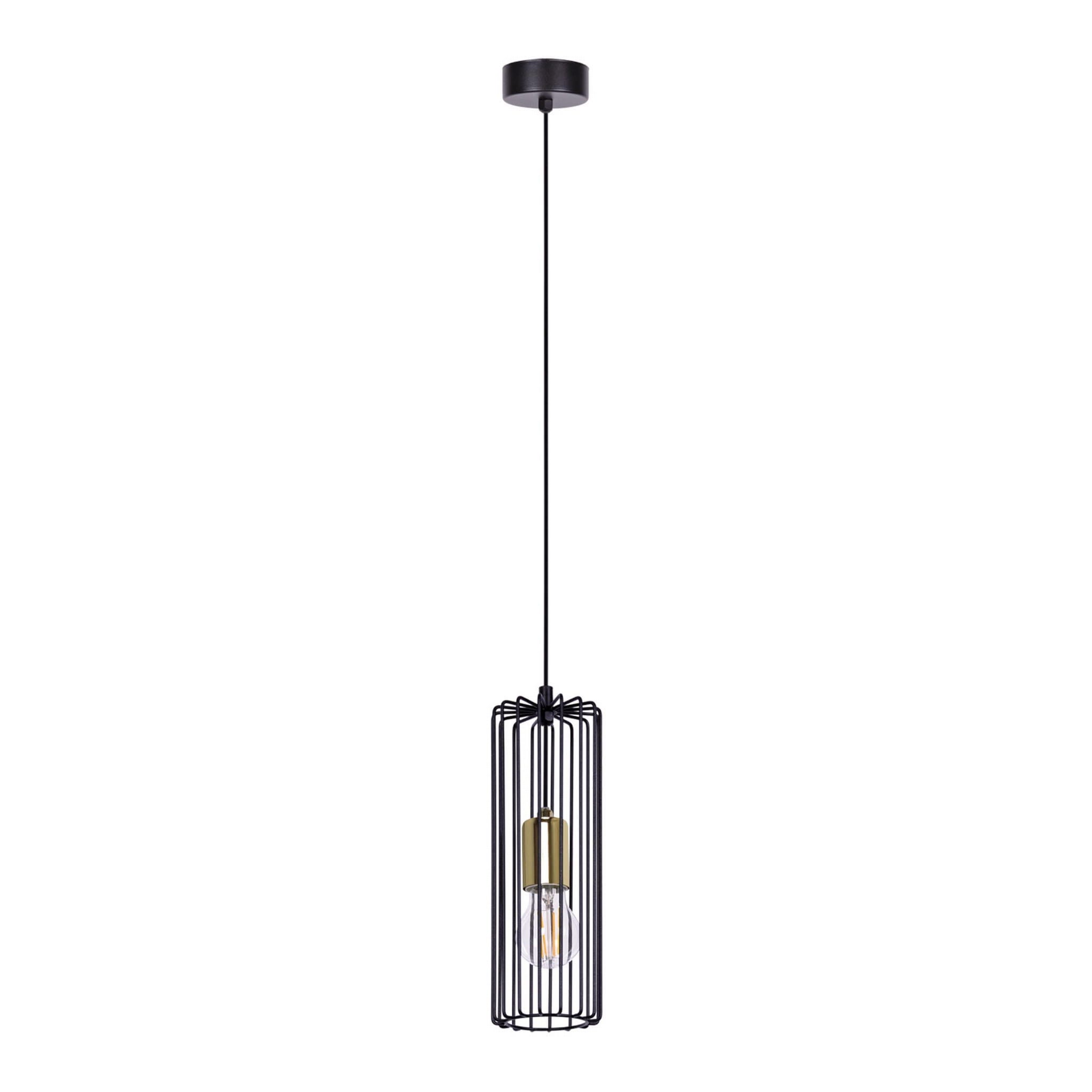 Lampa sufitowa wisząca Kaja Gabia czarno-złota 1xE27x50W industrialna wym: 120 x 10 x 10 cm metal Kaja