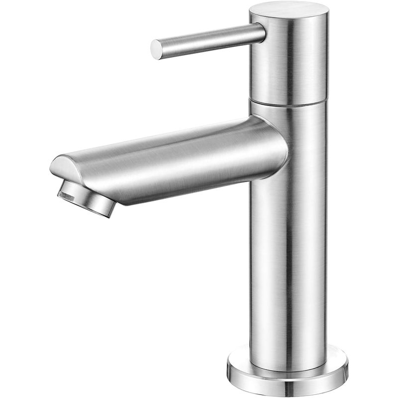 Bateria łazienkowa na zimną wodę z wylewką o wysokości 12 cm, bateria umywalkowa ze stali nierdzewnej na zimną wodę