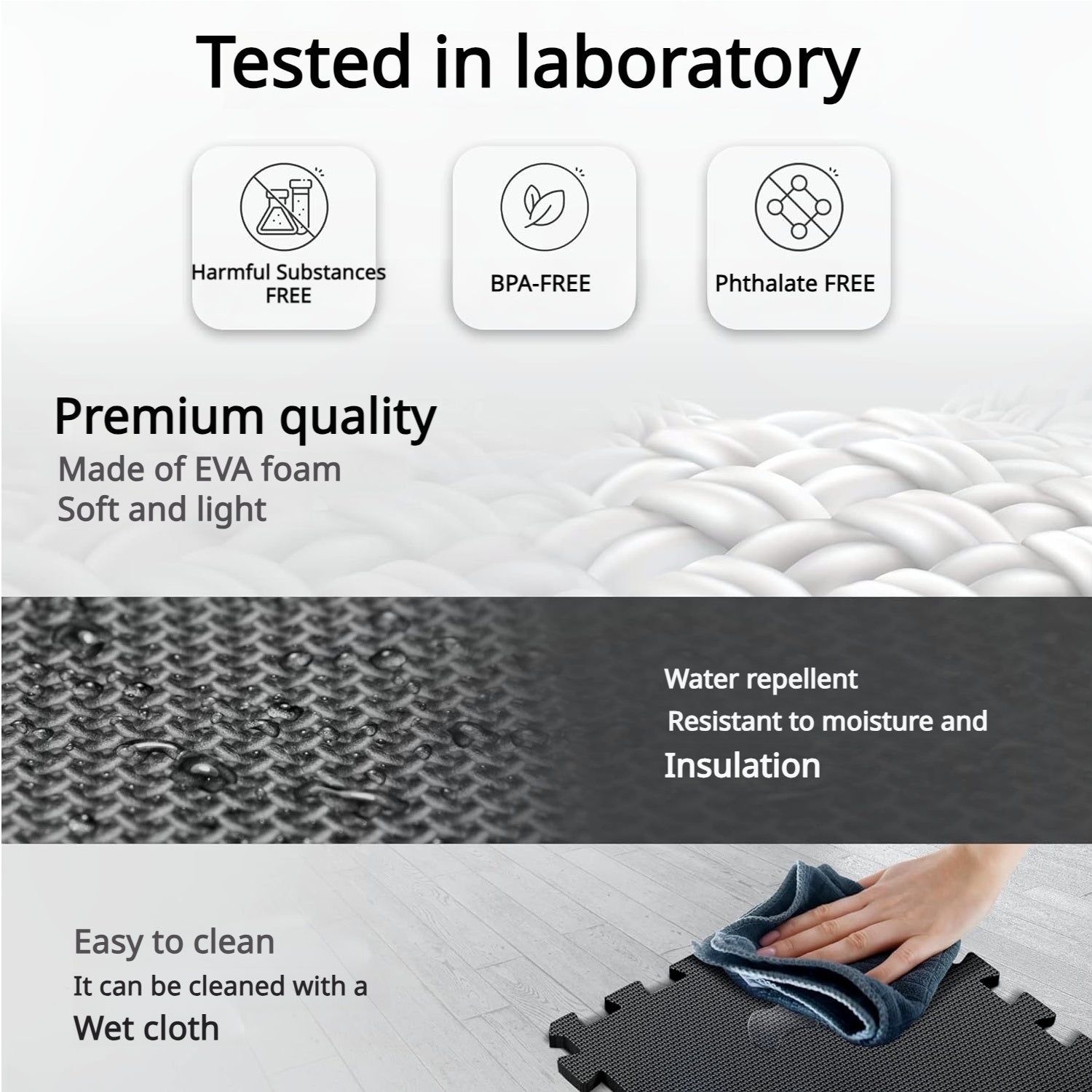 Tapis de puzzle 18 pièces pour sols, tapis de protection de sol en caoutchouc mousse pour machines de sport, tapis puzzle, 30 x 30 x 1 cm - 4