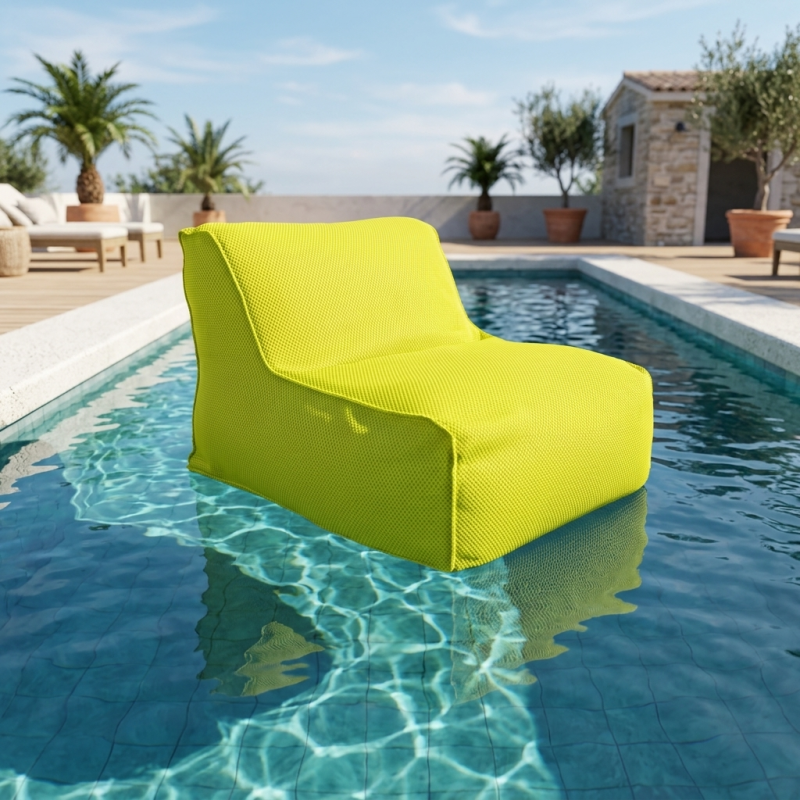 Fauteuil piscine XL flottant 100 × 90 × 70 cm intérieur / extérieur sans polystyrène – Vert (DC10090-2) - 2