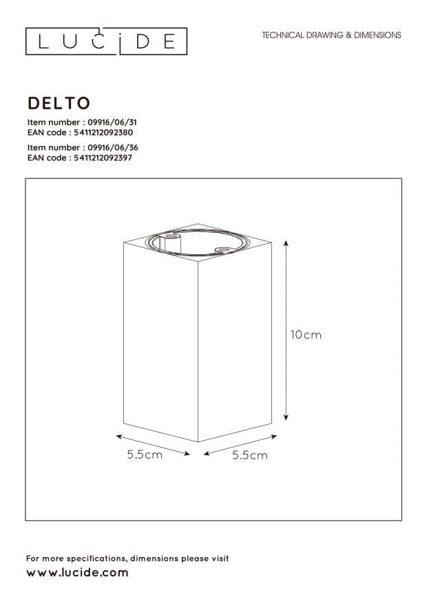 Spot plafond DELTO - Gris - 1xGU10 - Lucide - 5