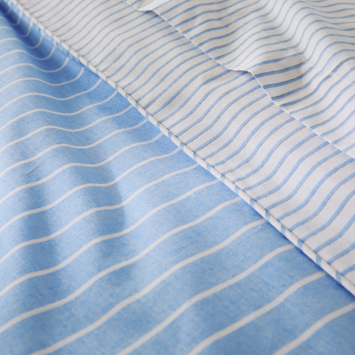 Housse de couette en percale de coton, Edward - Rayé bleu - 240 x 220 cm - 4
