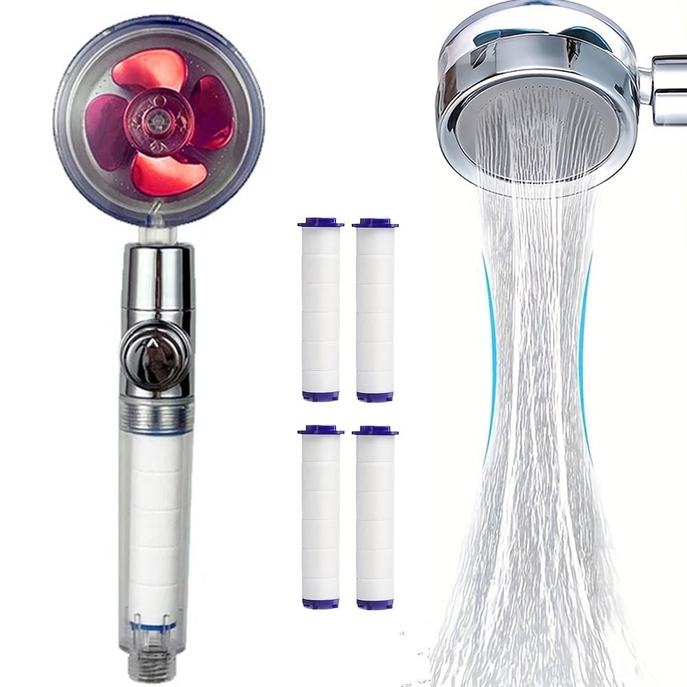 Soffione Doccia Con Elica Girevole A Risparmio Idrico E Interruttore Di