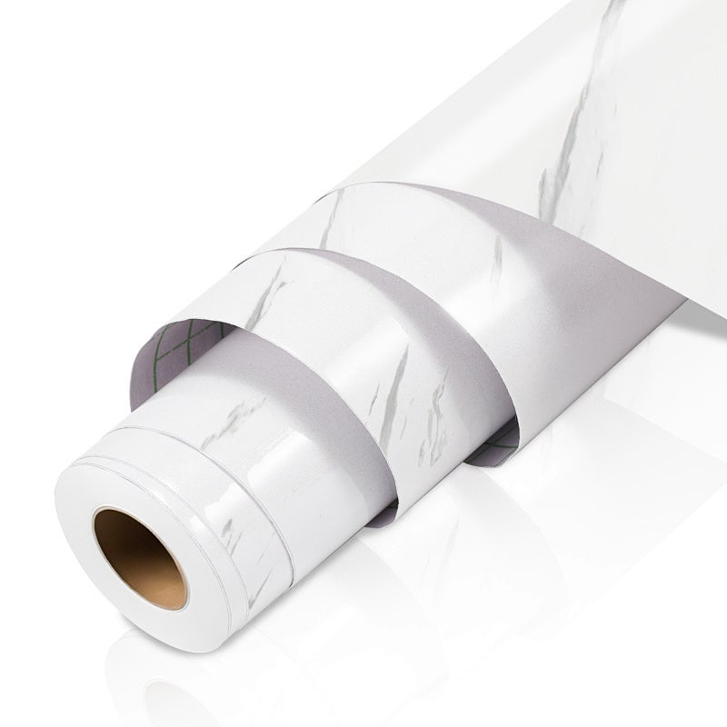 Film PVC Autocollant, Film Adhésif Décoratif, Revêtement Décoratif Imperméable Pour Cuisine wygląd białego marmuru 500×61 cm×2
