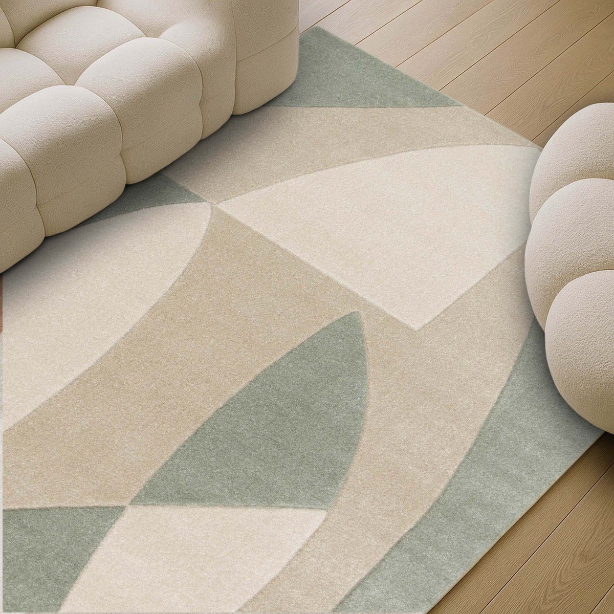 Tappeto morbido a rilievo geometrico astratto beige 160x230 - 8