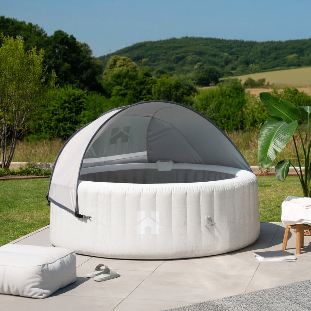 HOME DELUXE - Toit pare-soleil pour jacuzzi extérieur AQUASUN - pour SPLASH et Drop - 125 x 185 x 140 cm, couleur : gris - 2