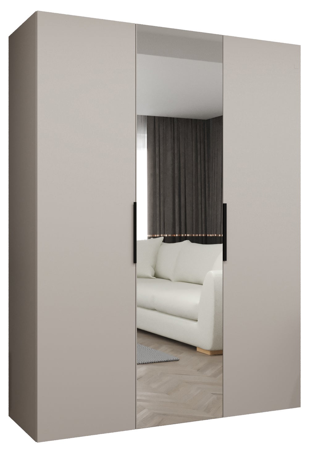 Szafa uchylna otwierana Marbella 2 150 x 52 x 202 cm kaszmir + u. czarny Abiks Meble