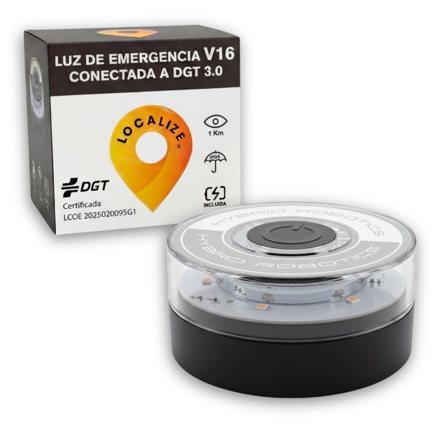 Baliza V16 Homologada DGT 3.0 Geolocalizada LOCALIZE SIM hasta 2041- Resistencia IP54 -780 lúmenes- +3h Autonomía - Compacta