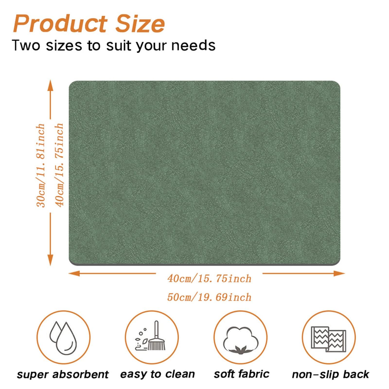 Tapete de Drenagem para Cozinha 40 x 50 cm, Tapete de Drenagem de Lama de Diatomáceas de Cor Sólida, Tapete de Secagem de Louças, Fácil de Limpar,Bege - 3