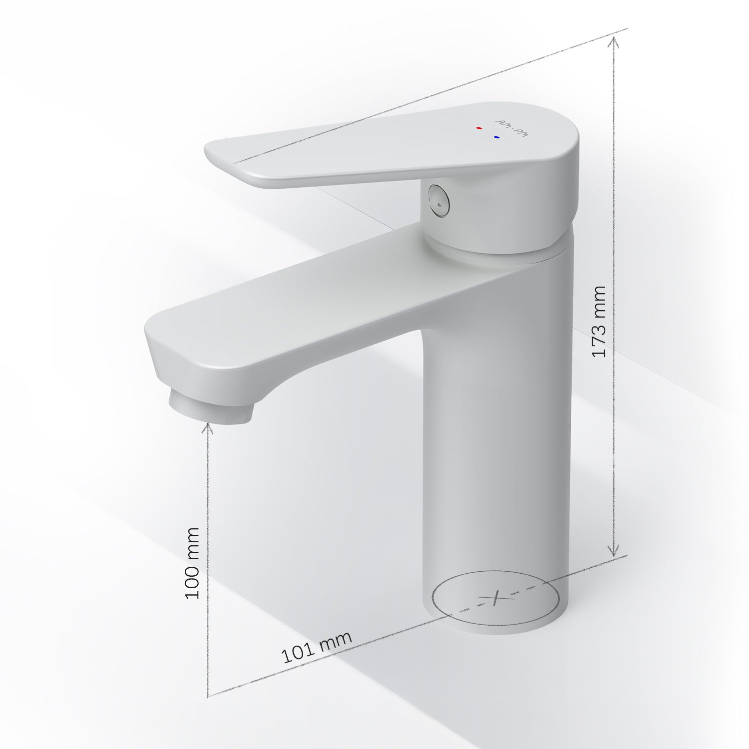 Mitigeur de Lavabo, Robinet de Lavabo avec bonde clic clac, Robinet de lave-mains, Blanc, taille S, FTA82233 AM.PM - 8