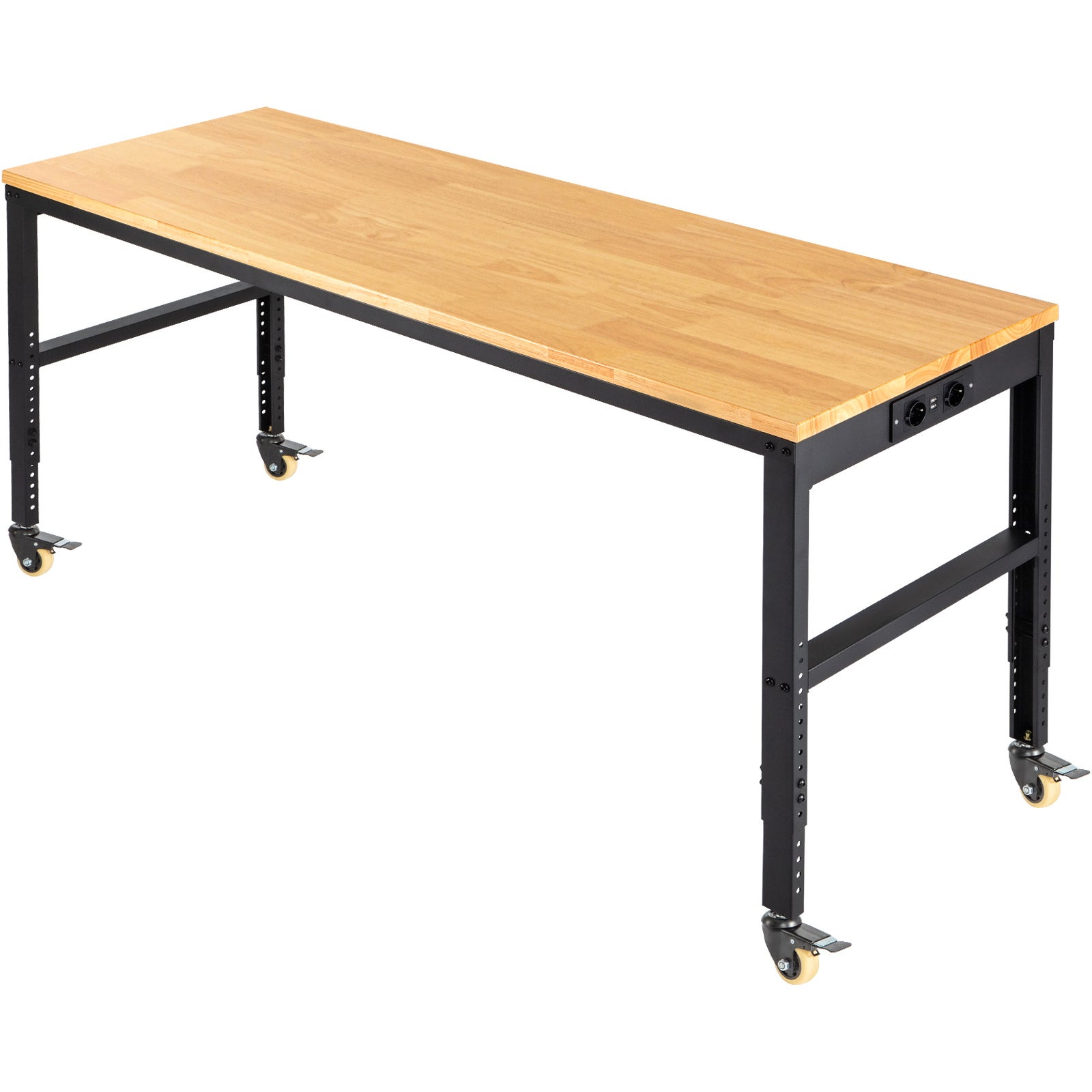 Banco de trabalho 122x51 cm,SucceBuy Altura ajustável,Banco prático com rodízios e tomada de corrente - 9